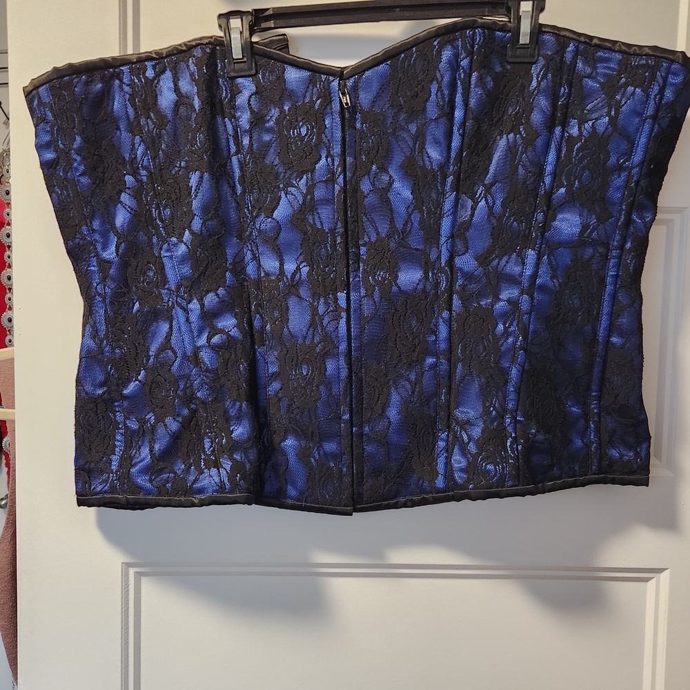 Lavish Midnight Black and Royal Blue Corset